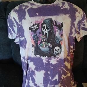 90s 2000 Funny Comfy Casual Graphic Shirt Horror Movie, OOAK handmade Tie Dye